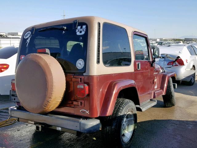 1J4FA59S82P757404 - 2002 JEEP WRANGLER / BURGUNDY photo 4