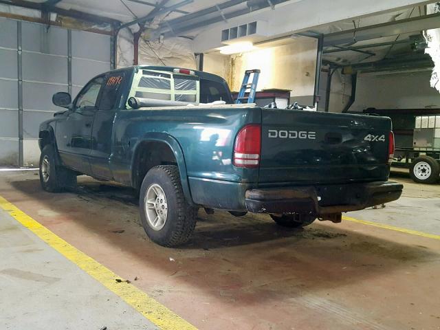 1B7GG22N0YS509309 - 2000 DODGE DAKOTA GREEN photo 3