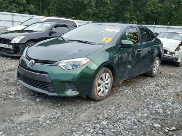 2T1BURHE6GC713602 - 2016 TOYOTA COROLLA L GREEN photo 2