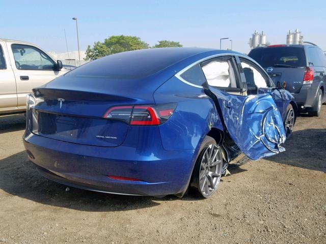 5YJ3E1EB1JF136042 - 2018 TESLA MODEL 3 BLUE photo 4