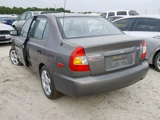 KMHCG45C02U274602 - 2002 HYUNDAI ACCENT GL BROWN photo 3