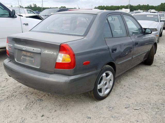 KMHCG45C02U274602 - 2002 HYUNDAI ACCENT GL BROWN photo 4