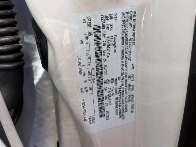 1FADP3N21JL290876 - 2018 FORD FOCUS TITA WHITE photo 10