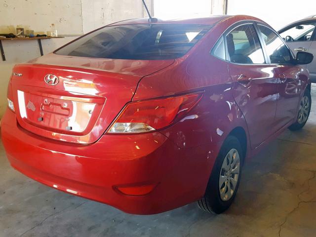 KMHCT4AE8GU065196 - 2016 HYUNDAI ACCENT SE RED photo 4