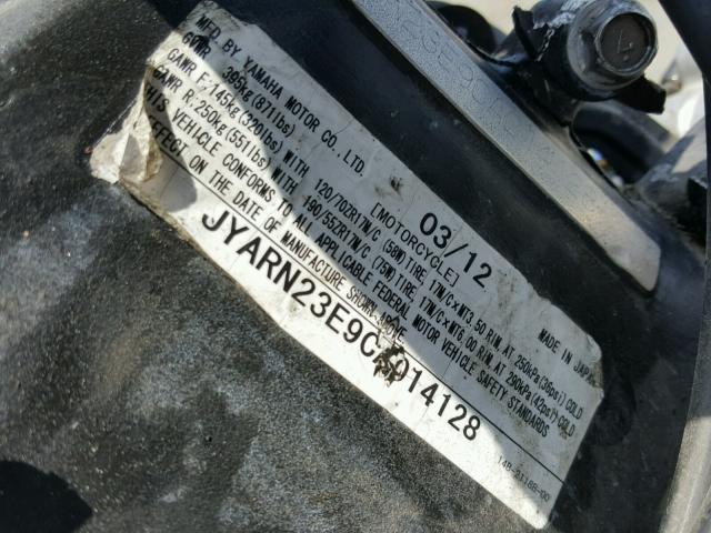 JYARN23E9CA014128 - 2012 YAMAHA YZFR1 GRAY photo 10