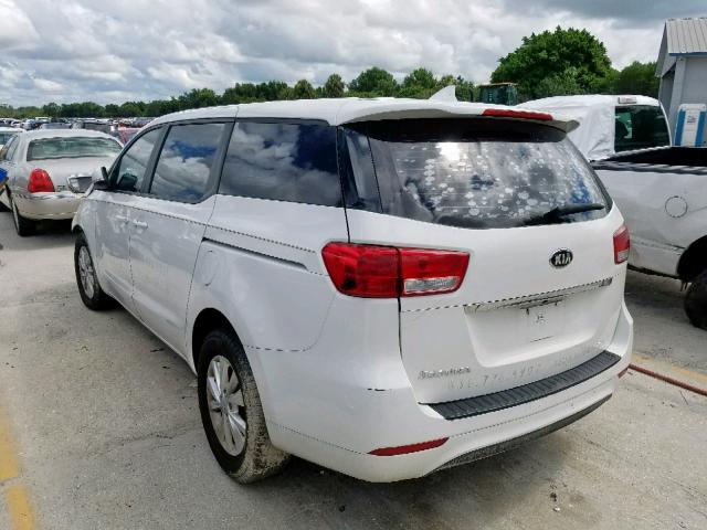 KNDMA5C11G6207200 - 2016 KIA SEDONA L WHITE photo 3