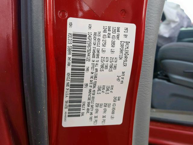 1D4GP25R67B244122 - 2007 DODGE CARAVAN SE RED photo 10