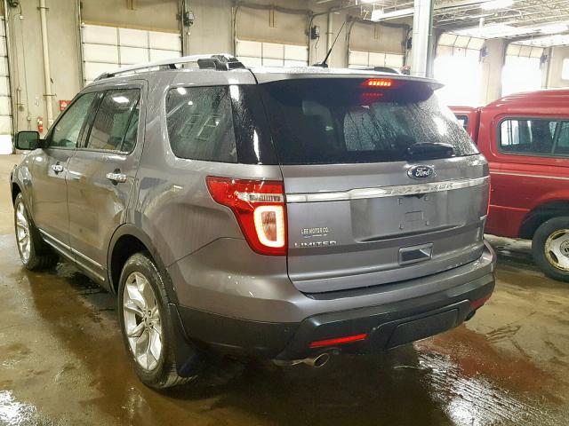 1FM5K8F87EGA54692 - 2014 FORD EXPLORER L GRAY photo 3