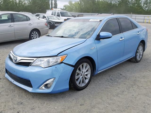 4T1BD1FK1CU060860 - 2012 TOYOTA CAMRY HYBR BLUE photo 2