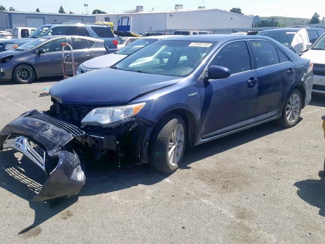 4T1BD1FKXEU117382 - 2014 TOYOTA CAMRY HYBR BLUE photo 2