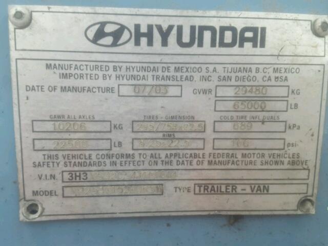 3H3V532C54T101014 - 2004 OTHE TRAILER BLUE photo 10