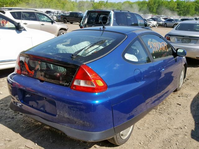 JHMZE14761T003313 - 2001 HONDA INSIGHT BLUE photo 4