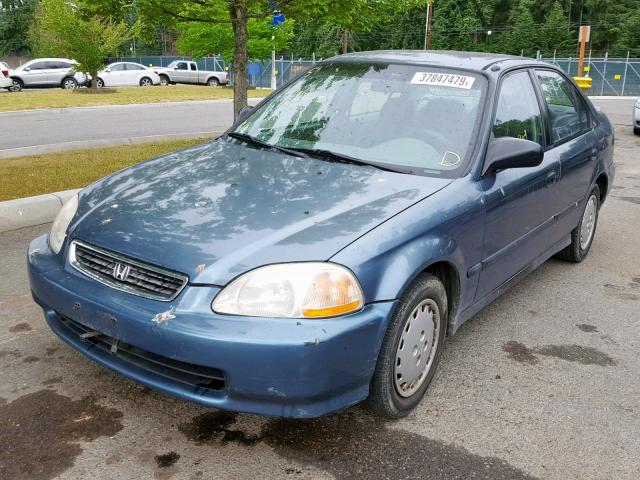 2HGEJ6620VH577338 - 1997 HONDA CIVIC DX BLUE photo 2