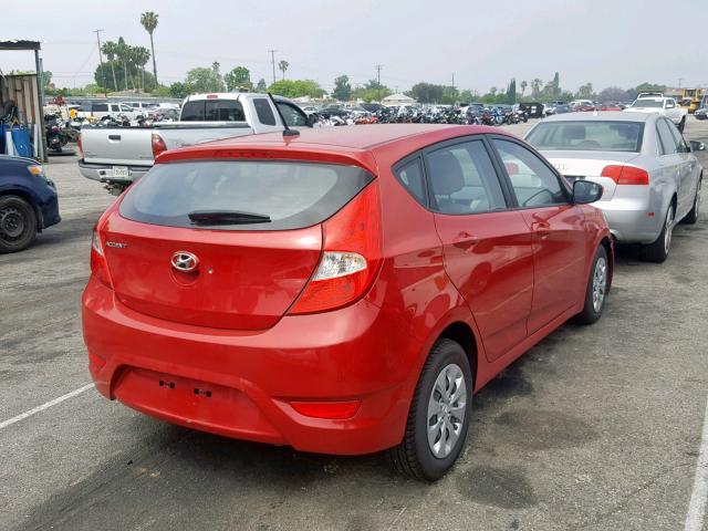 KMHCT5AE1GU251460 - 2016 HYUNDAI ACCENT SE RED photo 4