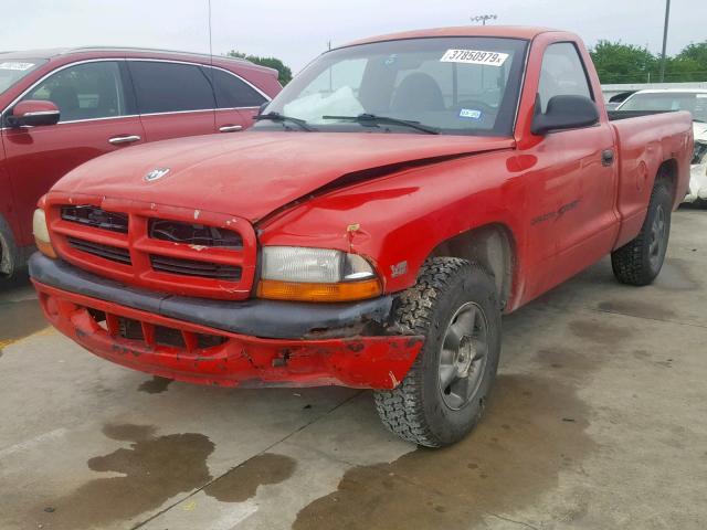 1B7FL26X7XS262159 - 1999 DODGE DAKOTA RED photo 2