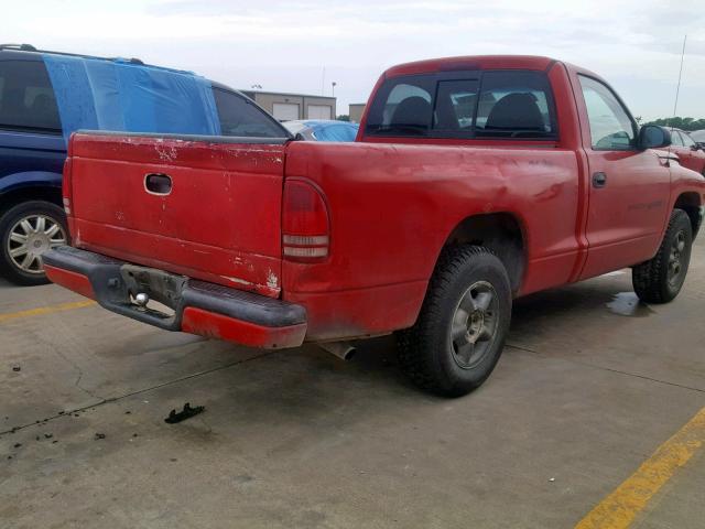 1B7FL26X7XS262159 - 1999 DODGE DAKOTA RED photo 4