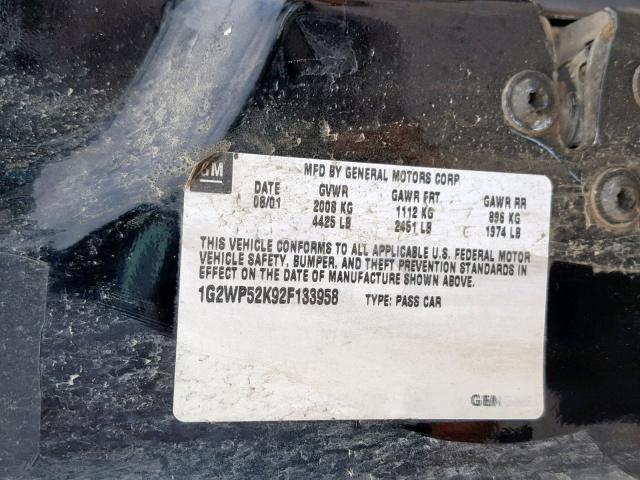 1G2WP52K92F133958 - 2002 PONTIAC GRAND PRIX Қара фото 10