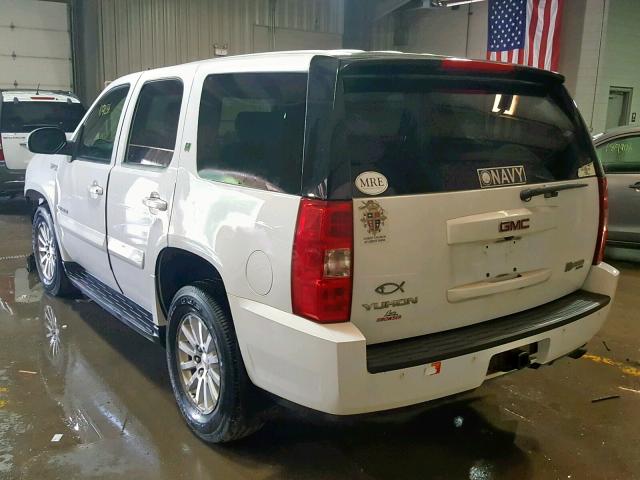 1GKFK13559R162513 - 2009 GMC YUKON HYBR WHITE photo 3