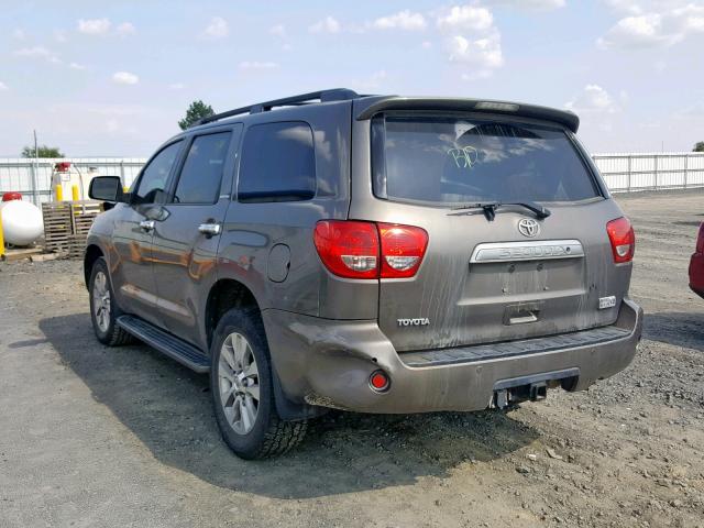 5TDBY68A88S013752 - 2008 TOYOTA SEQUOIA LI GRAY photo 3