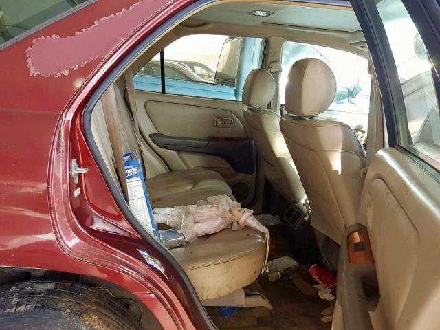 JT6HF10U9Y0109506 - 2000 LEXUS RX 300 BURGUNDY photo 6