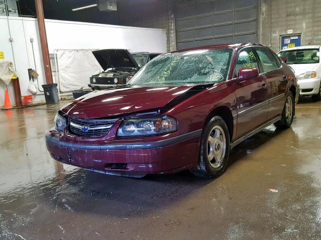 2G1WF52K249184477 - 2004 CHEVROLET IMPALA MAROON photo 2