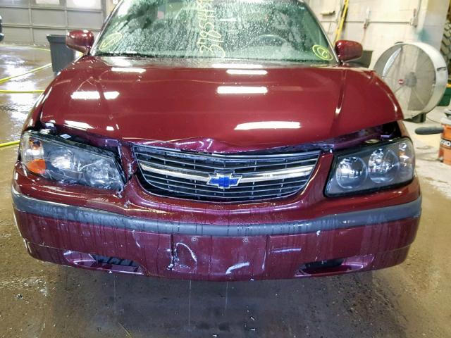 2G1WF52K249184477 - 2004 CHEVROLET IMPALA MAROON photo 7