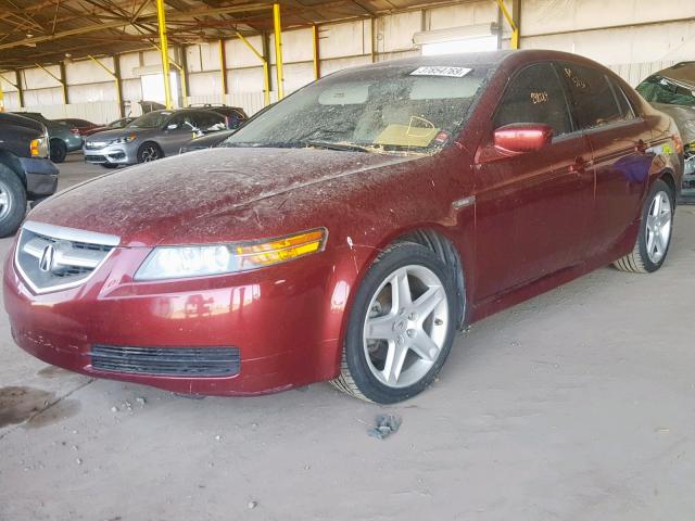 19UUA66265A072429 - 2005 ACURA TL MAROON photo 2