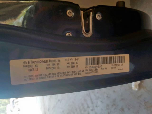 1B3HB48B27D421913 - 2007 DODGE CALIBER SX BLUE photo 10