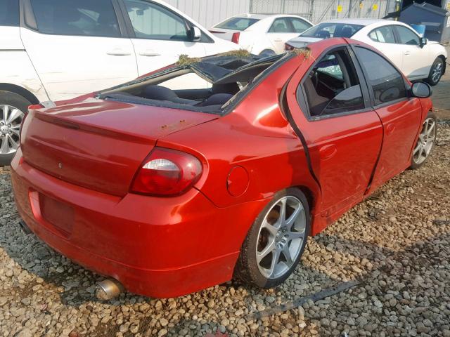 1B3ES66S44D595804 - 2004 DODGE NEON SRT-4 RED photo 4