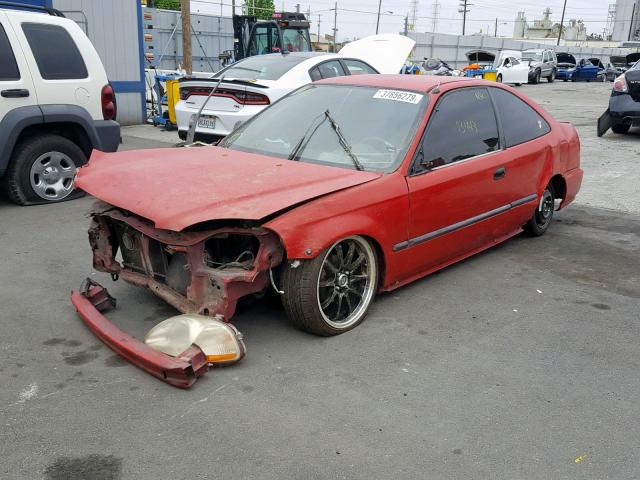 1HGEJ6126TL049696 - 1996 HONDA CIVIC DX RED photo 2