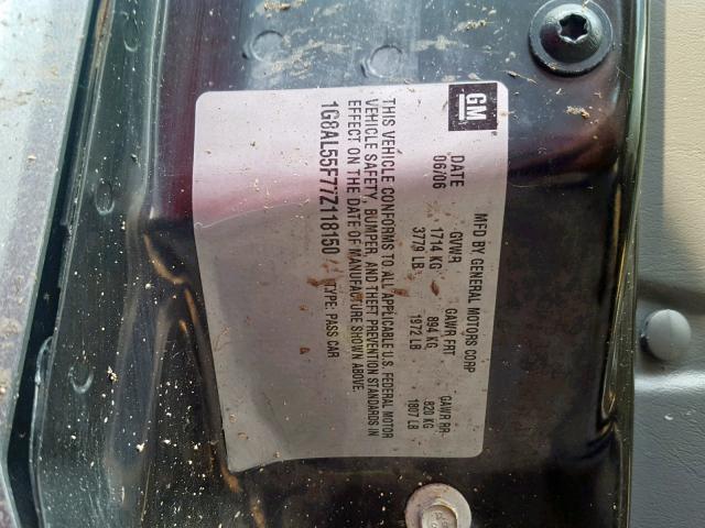 1G8AL55F77Z118150 - 2007 SATURN ION LEVEL GRAY photo 10