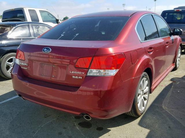 4S3BMDG67B2216062 - 2011 SUBARU LEGACY 3.6 MAROON photo 4