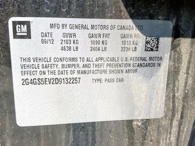 2G4GS5EV2D9132257 - 2013 BUICK REGAL PREM GRAY photo 10