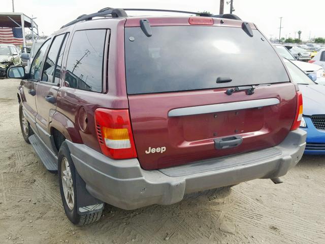 1J4GX48S22C123947 - 2002 JEEP GRAND CHER MAROON photo 3