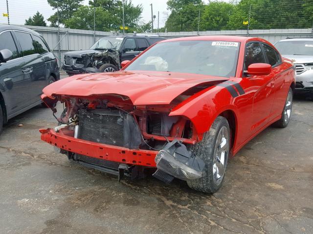 2C3CDXHG5EH370881 - 2014 DODGE CHARGER SX RED photo 2