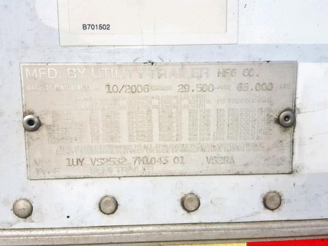 1UYVS25327M104301 - 2007 UTILITY TRAILER Ağ foto 10