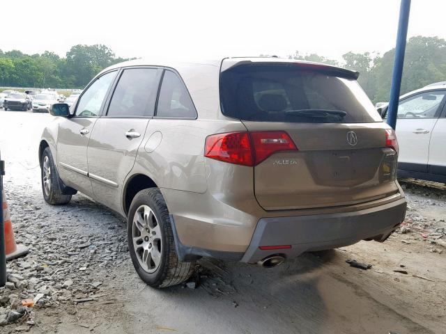 2HNYD28207H544278 - 2007 ACURA MDX TAN photo 3