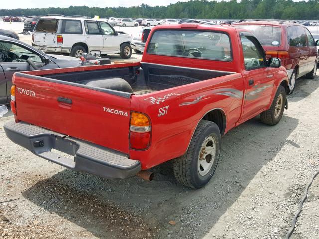 5TENL42N81Z848786 - 2001 TOYOTA TACOMA RED photo 4