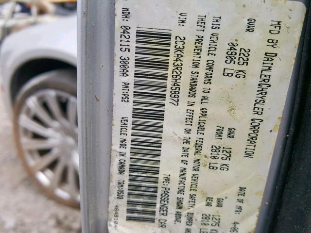 2C3KA43R26H458977 - 2006 CHRYSLER 300 SILVER photo 10