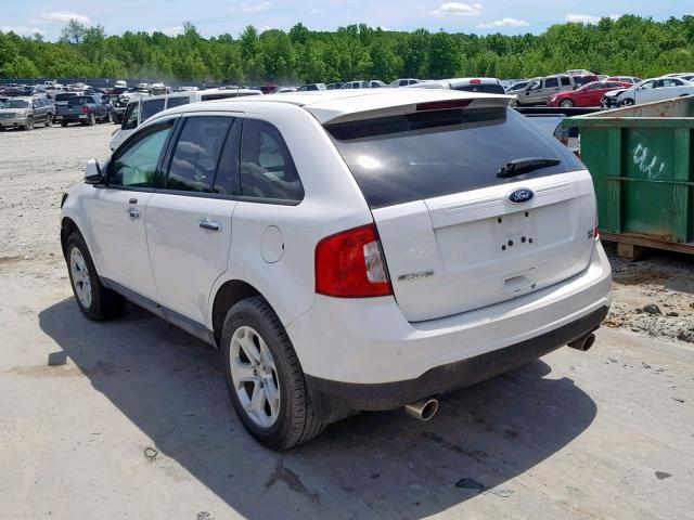 2FMDK4JC1BBA65139 - 2011 FORD EDGE SEL WHITE photo 3