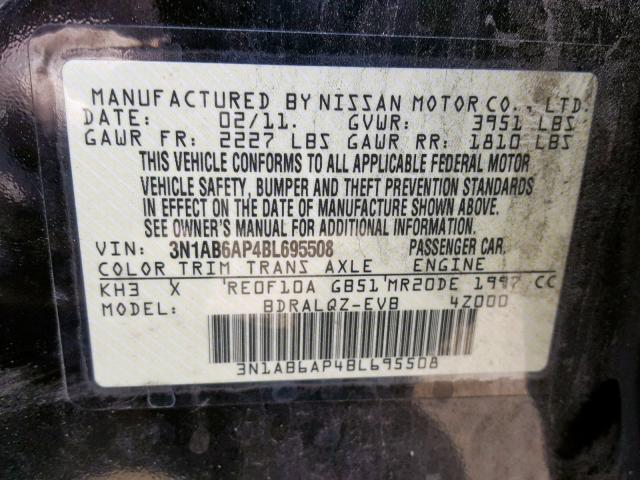 3N1AB6AP4BL695508 - 2011 NISSAN SENTRA 2.0 BLACK photo 10