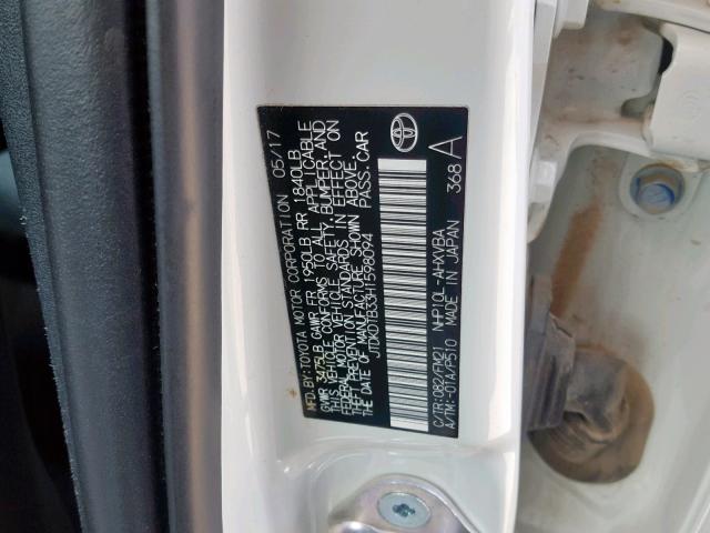 JTDKDTB33H1598094 - 2017 TOYOTA PRIUS C WHITE photo 10