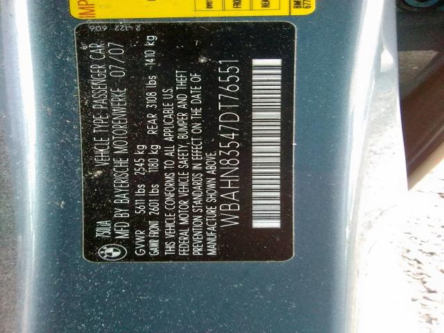 WBAHN83547DT76551 - 2007 BMW 750 BLUE photo 10