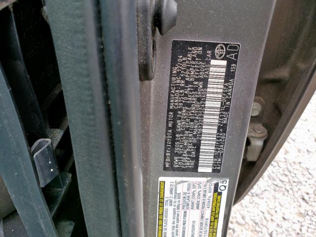 2T1BY32E25C421405 - 2005 TOYOTA COROLLA XR GRAY photo 10