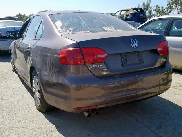 3VW2K7AJXEM242072 - 2014 VOLKSWAGEN JETTA BASE BROWN photo 3