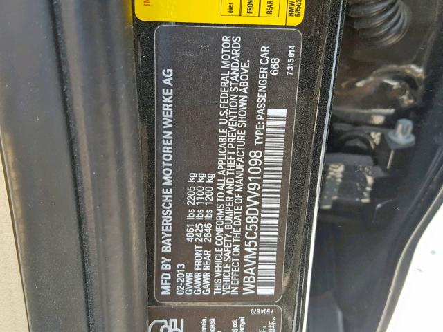 WBAVM5C58DVV91098 - 2013 BMW X1 XDRIVE3 BLACK photo 10