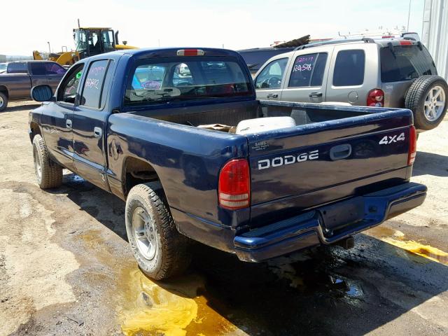 1B7HG38Z72S551701 - 2002 DODGE DAKOTA QUA BLUE photo 3