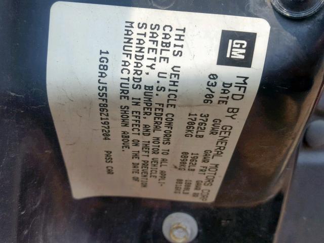 1G8AZ52FX5Z147867 - 2005 SATURN ION LEVEL BURGUNDY photo 10