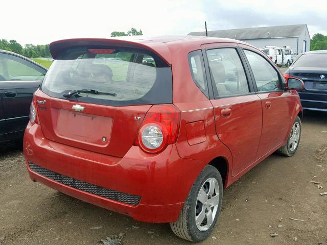 KL1TD66E29B650464 - 2009 CHEVROLET AVEO LS RED photo 4