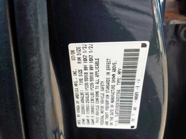 5J8TB18297A001544 - 2007 ACURA RDX GRAY photo 10